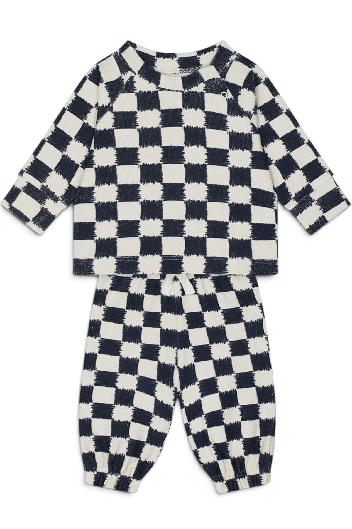 Antebies / Antrasit Kareler Sweatshirt Pantolon Set Lacivert