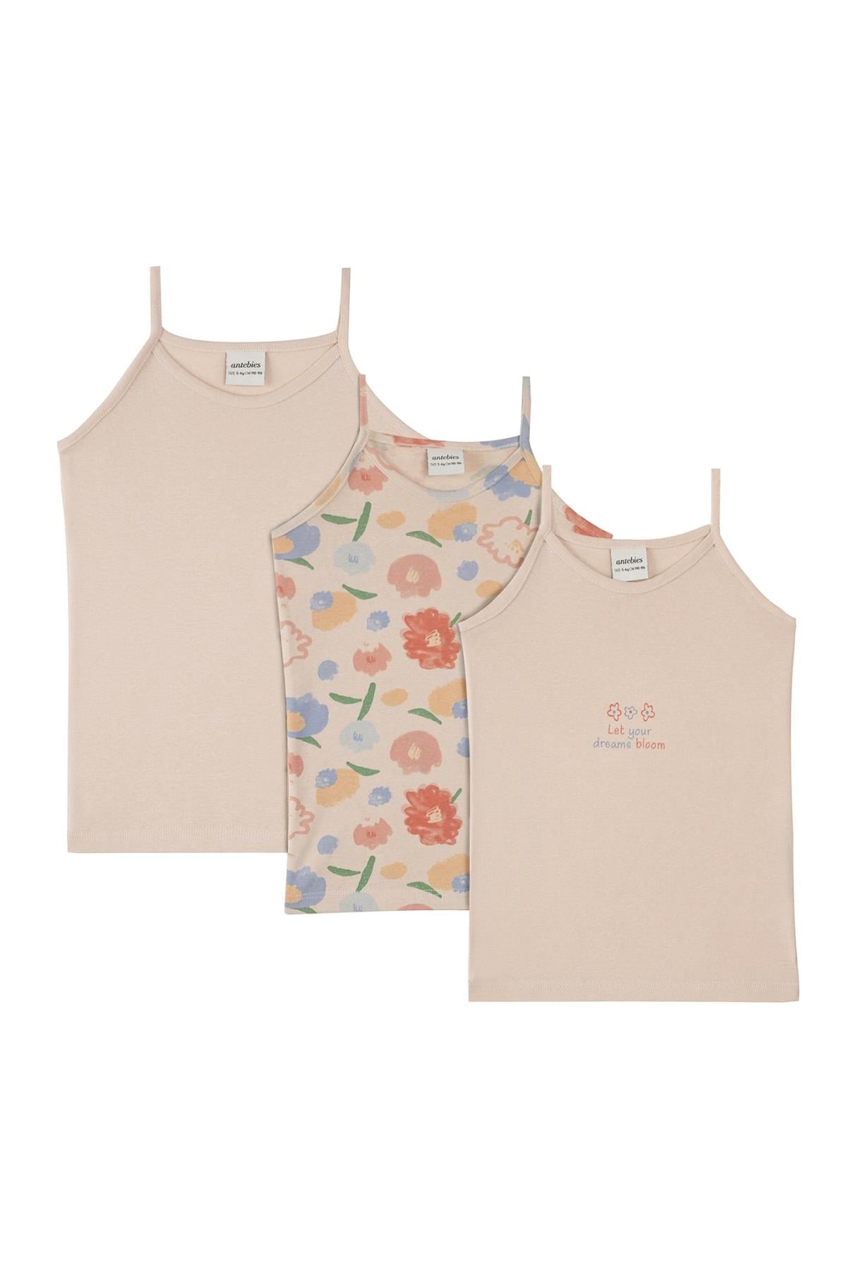 Antebies / Çiçek Buketi Atlet Üçlü Set Pembe