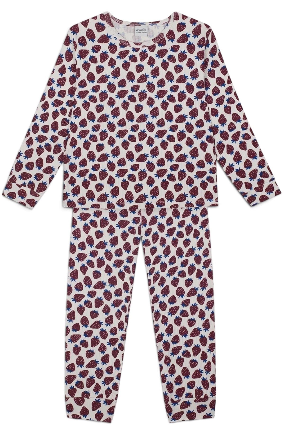 Antebies / Çilek Tarlası Uzun Kollu Pijama Takımı Bordo