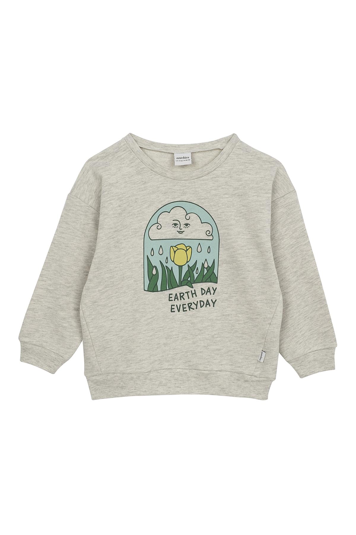 Antebies /  Earth Day Baskılı Sweatshirt Gri