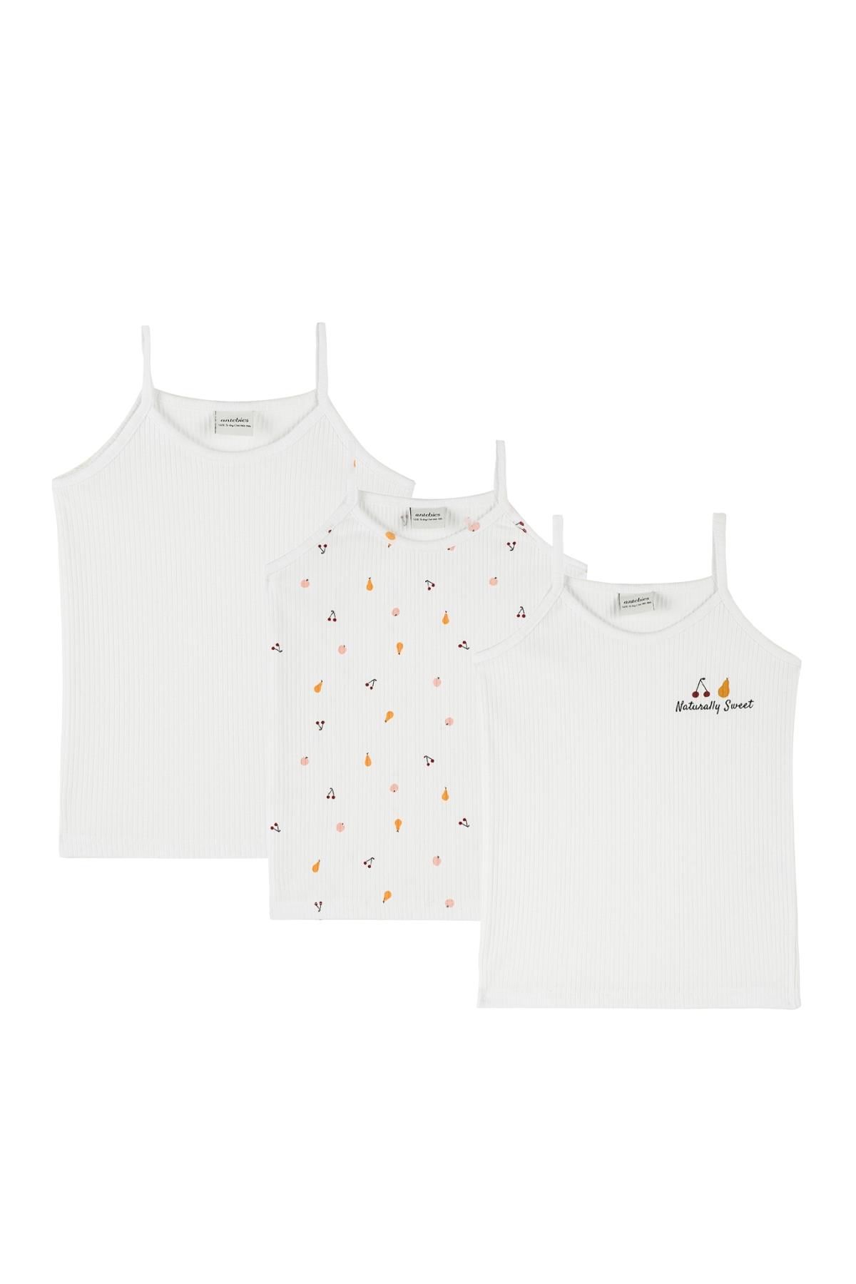Antebies / Meyve Salatası Atlet Üçlü Set Beyaz