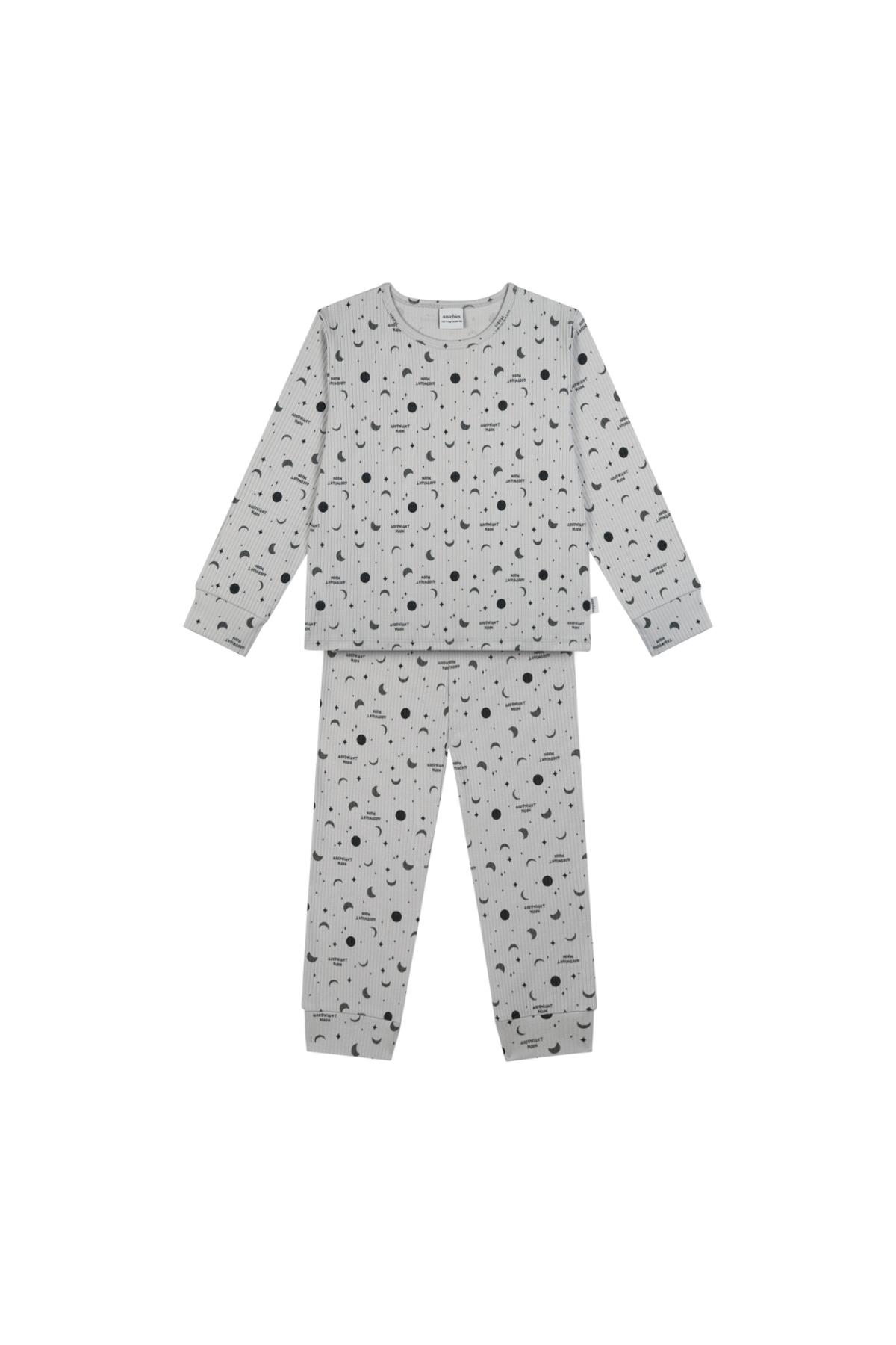 Antebies / Minik Ay Uzun Kollu Pijama Takımı Gri