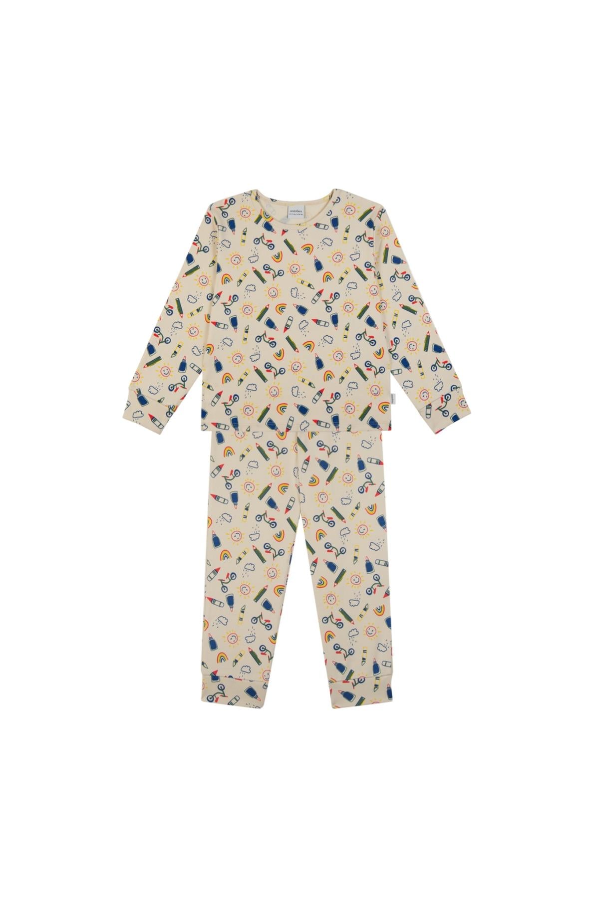 Antebies / Okula Dönüş Uzun Kollu Pijama Takımı Sarı