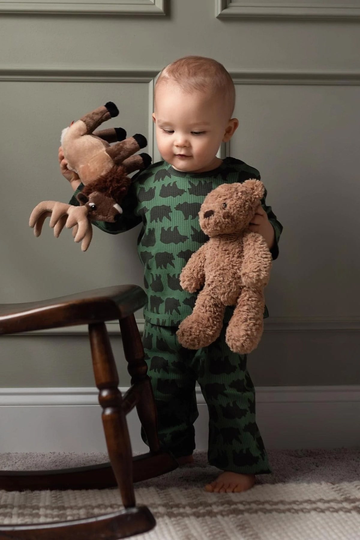 Antebies / Orman Ayıları Uzun Kollu Tshirt Pantolon Set Yeşil