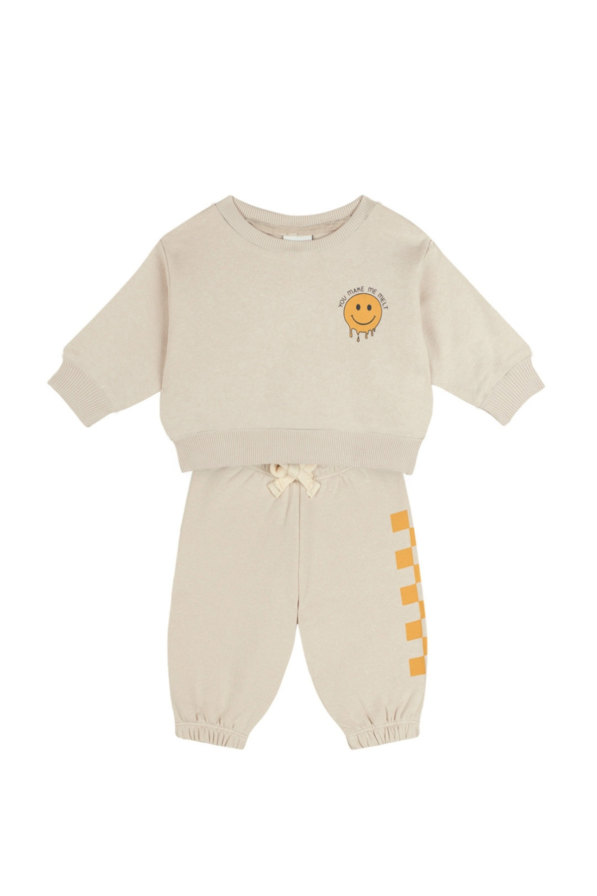 Antebies/ Smiley Sweatshirt Pantolon Set Krem