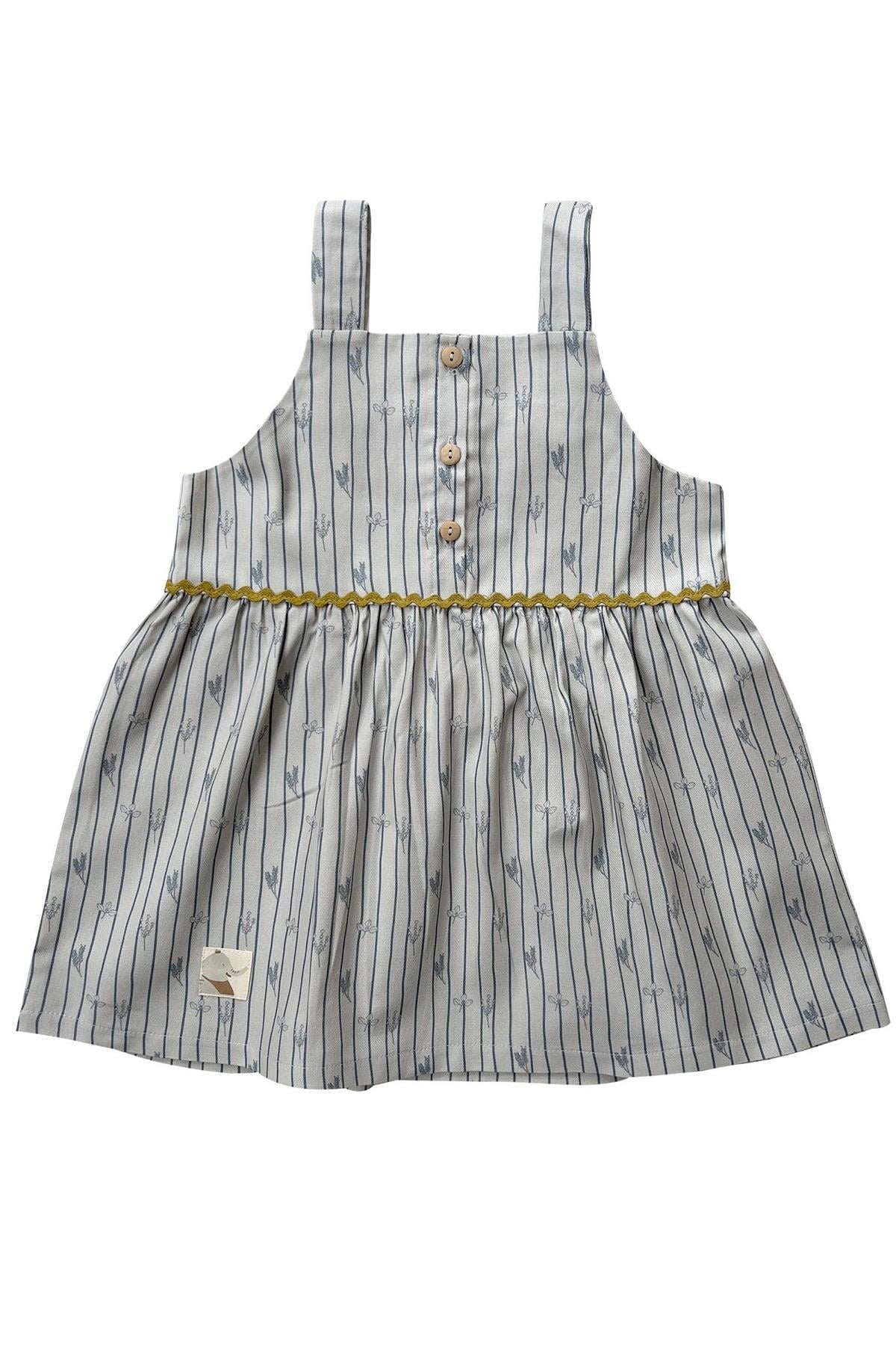 Auntie Me /‘STRIPES & HERBS’ PAZEN ELBİSE 100% organik pamuk pazen - GOTS serfikalı Çok Renkli