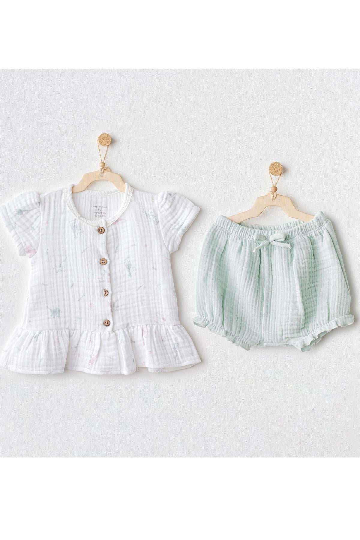 BEBEK TAKIM 2 PCS SET LOVE FAMILY MUSLIN MINT