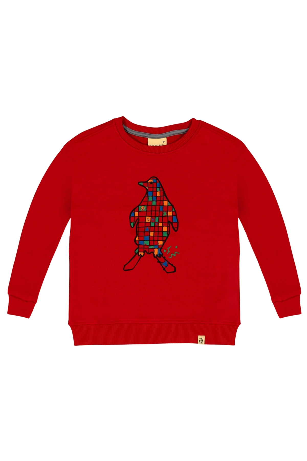 Beetlebeez / Çocuk Bisiklet Yaka Baskılı Sweatshirt - Kırmızı Kırmızı