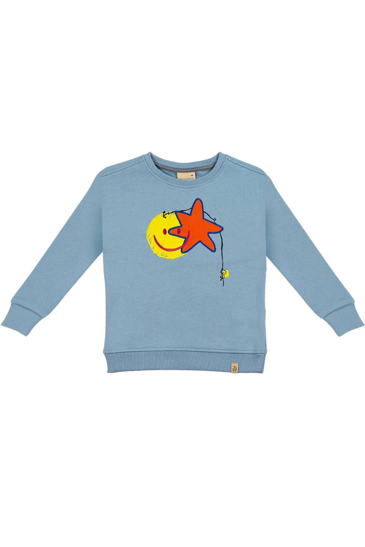 Beetlebeez / Çocuk Bisiklet Yaka Baskılı ve Nakışlı Sweatshirt - Açık Mavi Açık Mavi