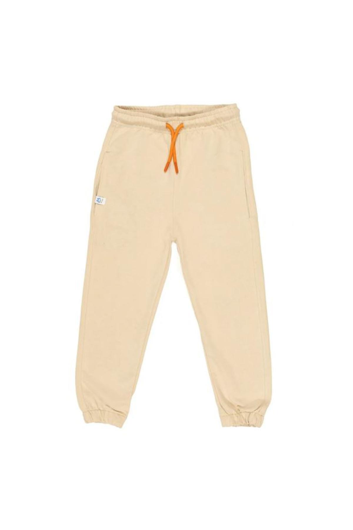 Beetlebeez / Çocuk Jogger Eşofman Altı - Bej - Turuncu Kordonlu Bej