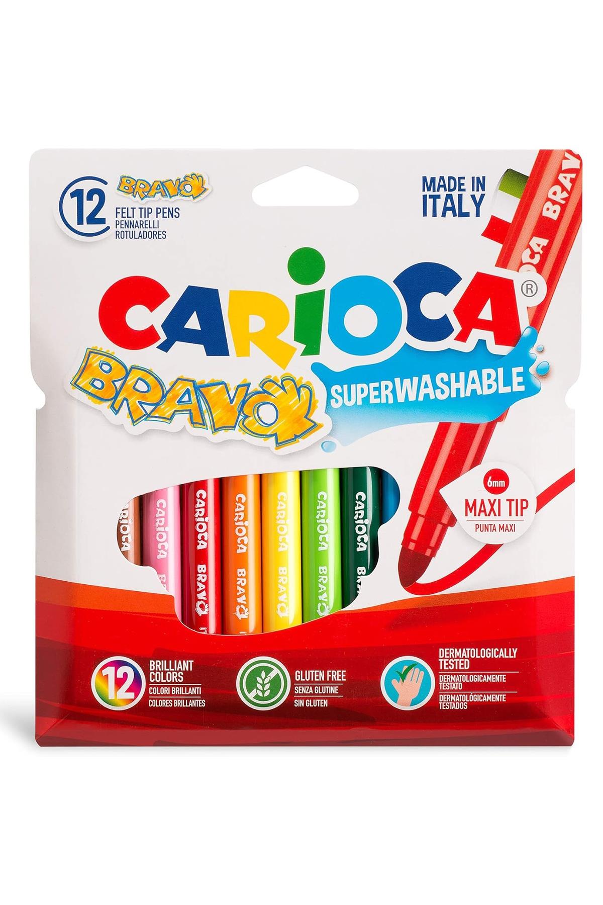 Carioca / BRAVO SÜPER YIKANABİLİR KEÇELİ BOYA KALEMİ 12'Lİ Çok Renkli