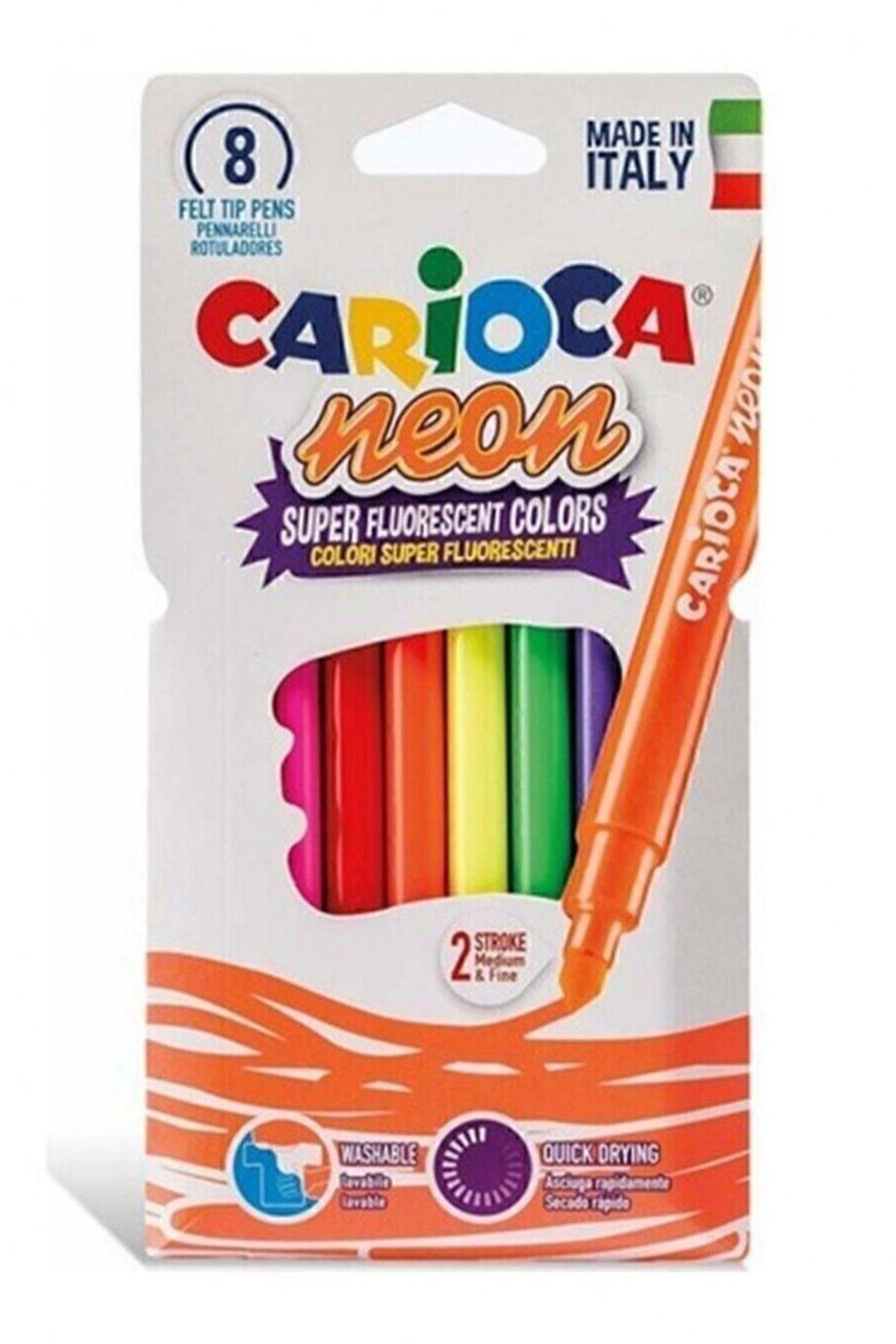 Carioca / FOSFORLU YIKANABİLİR KEÇELİ BOYA KALEMİ 8'Lİ Çok Renkli