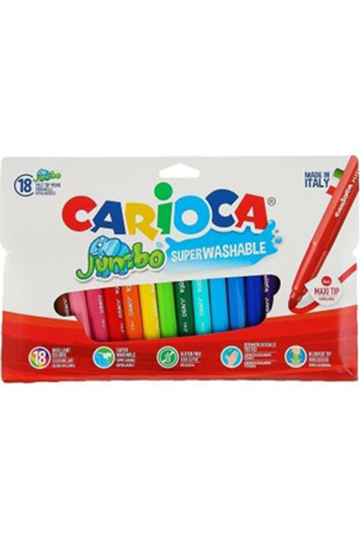 Carioca / JUMBO SÜPER YIKANABİLİR KEÇELİ BOYA KALEMİ 18'Lİ Çok Renkli