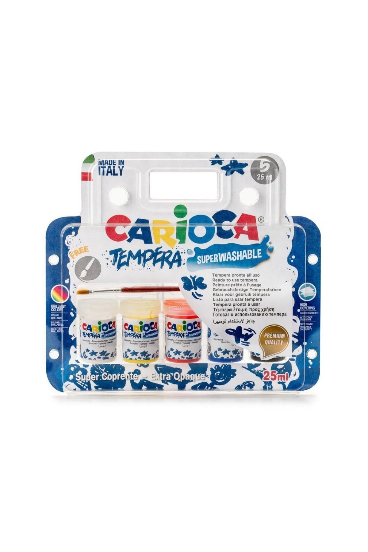 Carioca / TEMPERA SULUBOYA SÜPER YIKANABİLİR FIRÇALI 5*25 ML 5 RENK KARIŞIK Çok Renkli