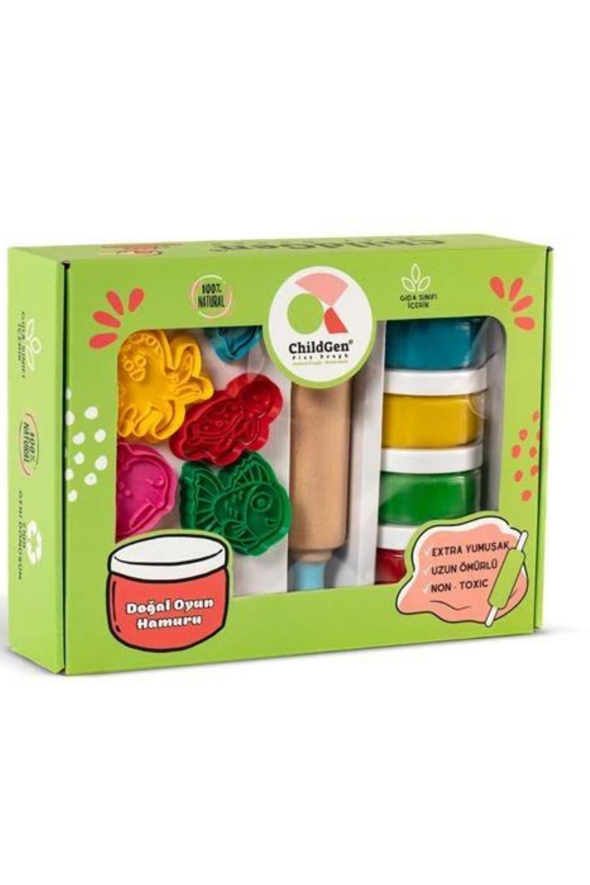 Childgen / PREMIUM SET - DENİZ CANLILARI* 4 adet oyun hamuru*1 adet merdane*12 adet detaylı kalıp Çok Renkli