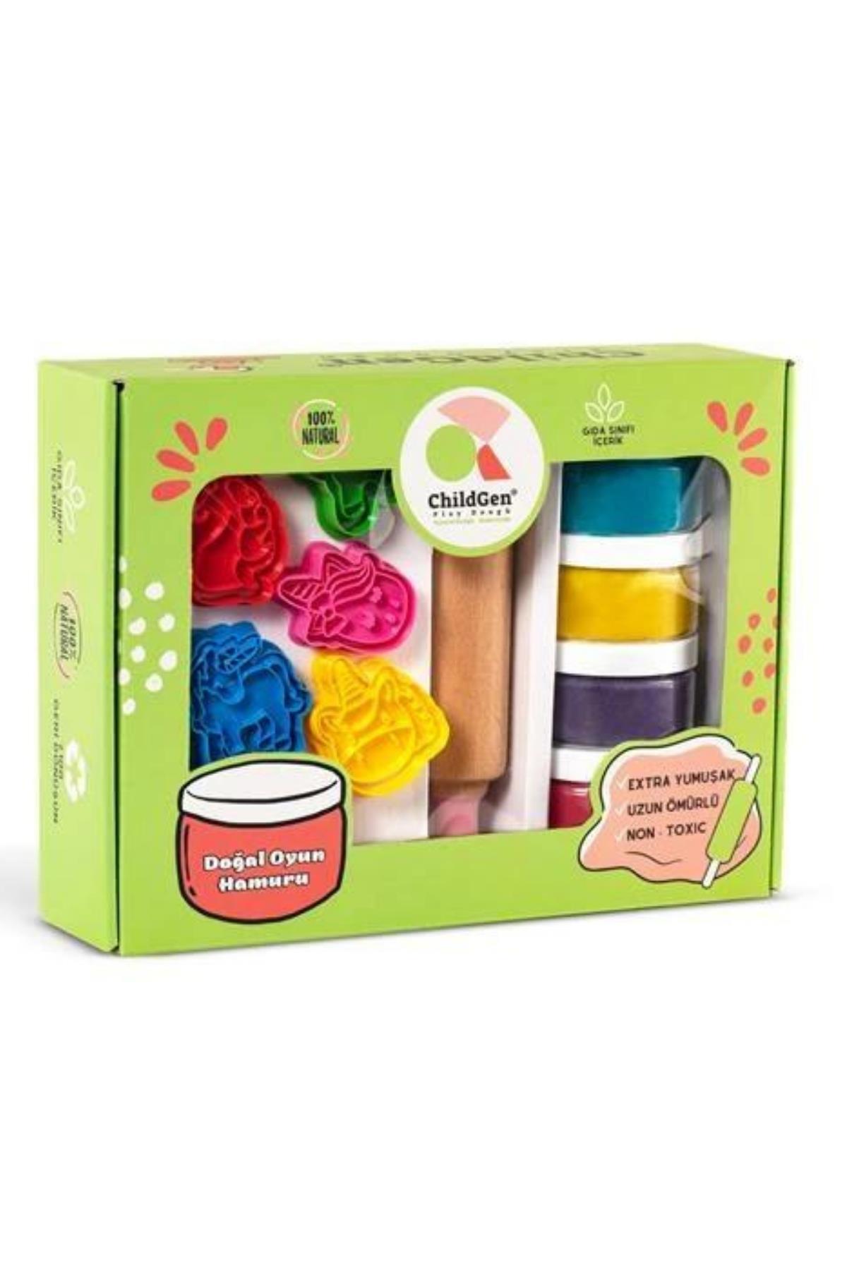 Childgen / PREMIUM SET - UNİCORN* 4 adet oyun hamuru*1 adet merdane*12 adet detaylı kalıp Çok Renkli