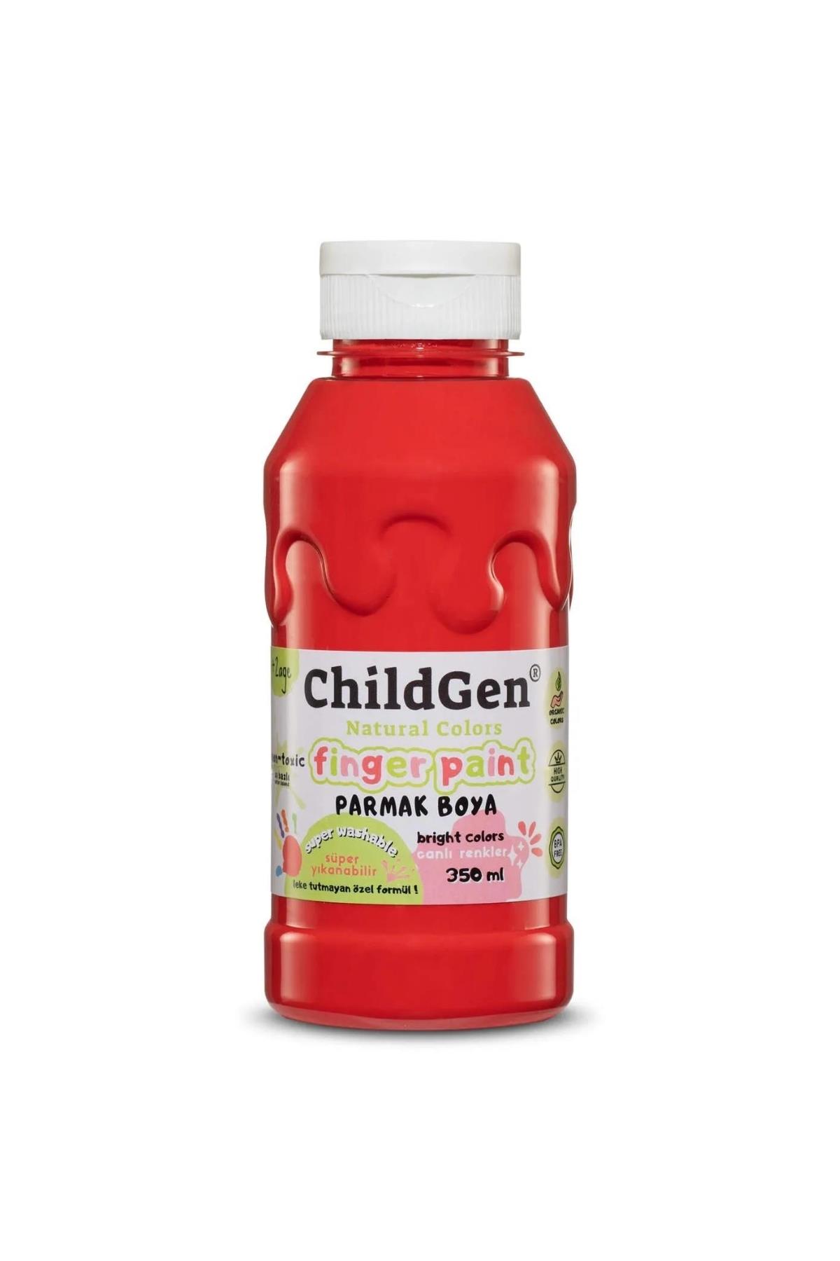 Childgen / Süper Yıkanabilir Parmak Boya 350 ml şişe Kırmızı