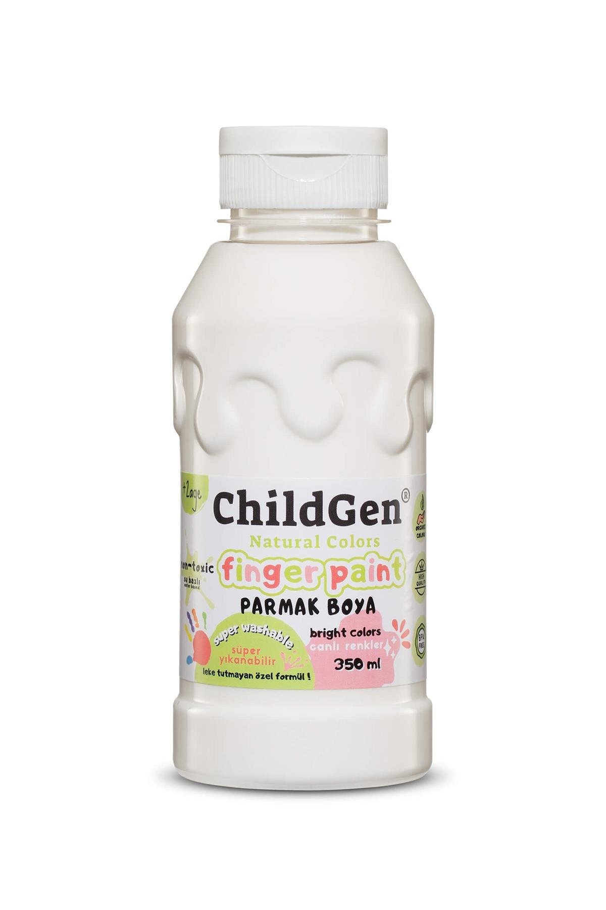 Childgen / Süper Yıkanabilir Parmak Boya 350 ml şişe Beyaz