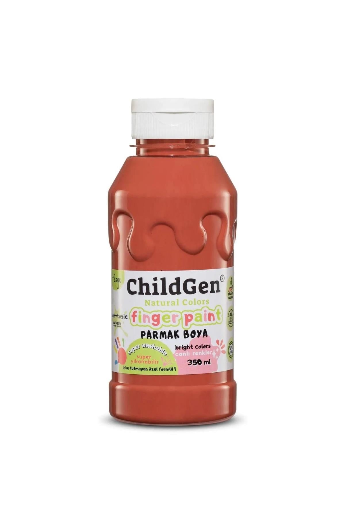 Childgen / Süper Yıkanabilir Parmak Boya 350 ml şişe Kahve