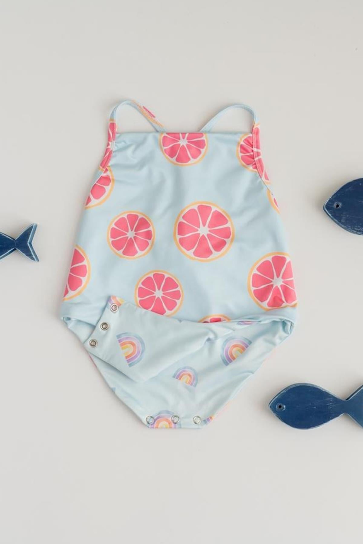 Çift taraflı - Kız Mayo - alttan çıtçıtlı - Gökkuşağı & Greyfurt Greyfurt