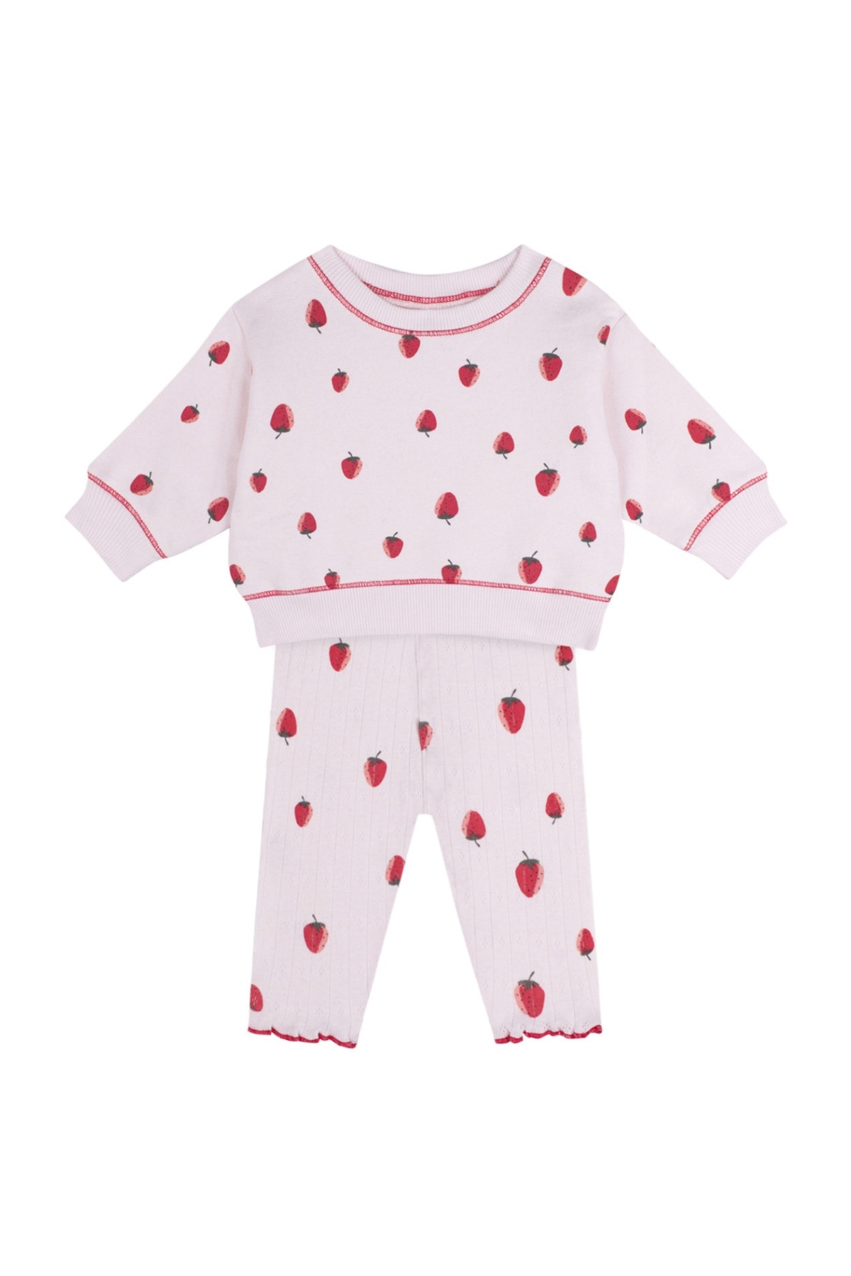 Çilek Sweatshirt Pantolon Set Pembe