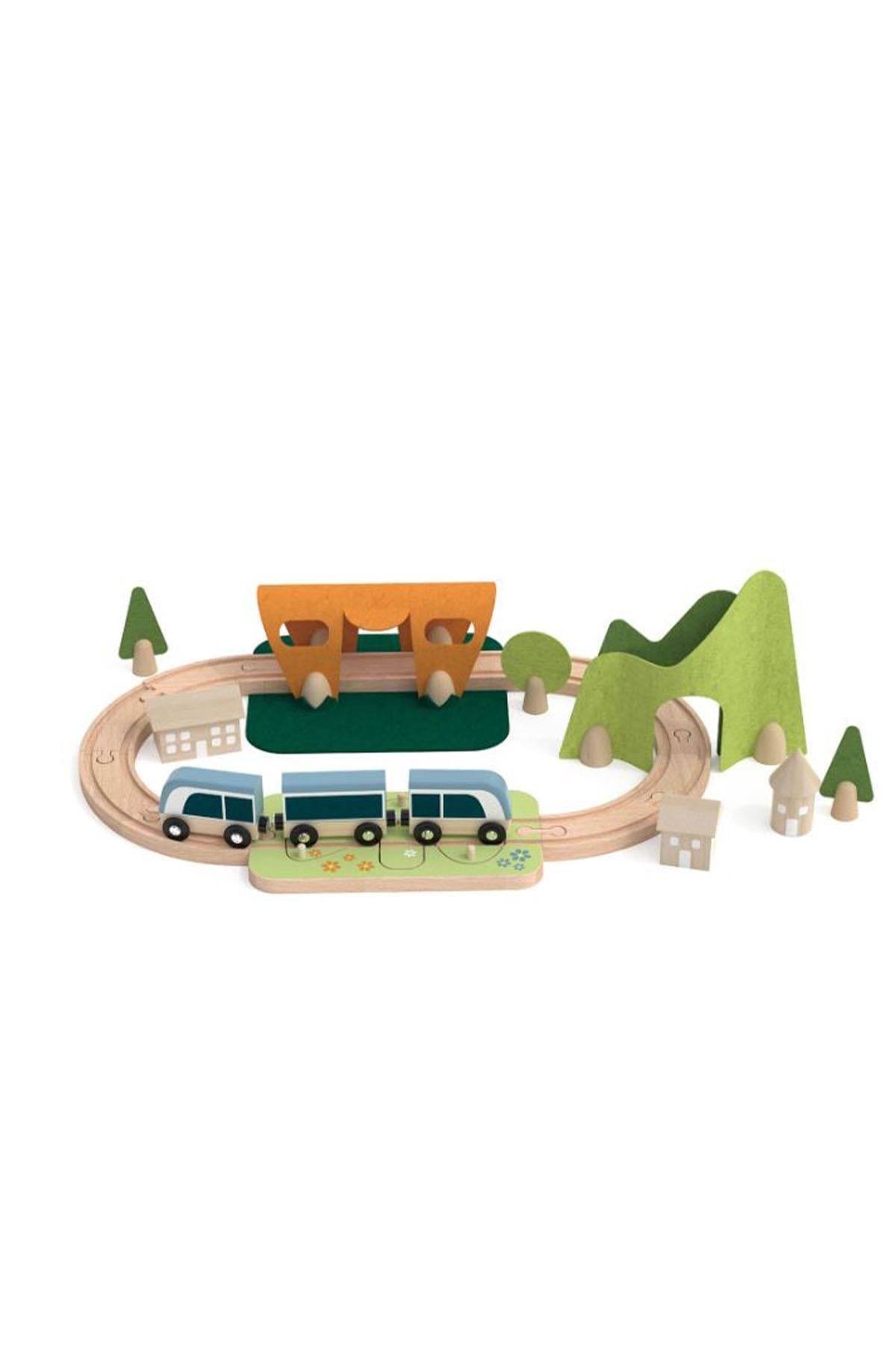 Classic World Ahşap Küçük Tren Seti Çok Renkli