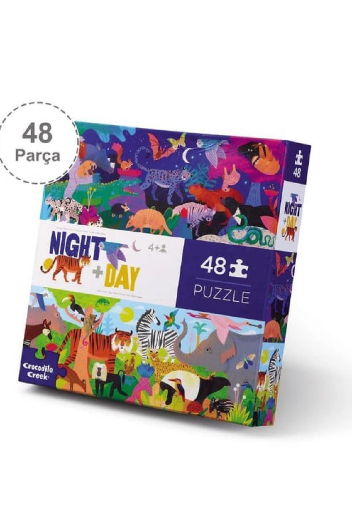 Crocodile Creek  Puzzle - 48  Parça - Hayvanlar Alemi - Gece+ Gündüz Çok Renkli
