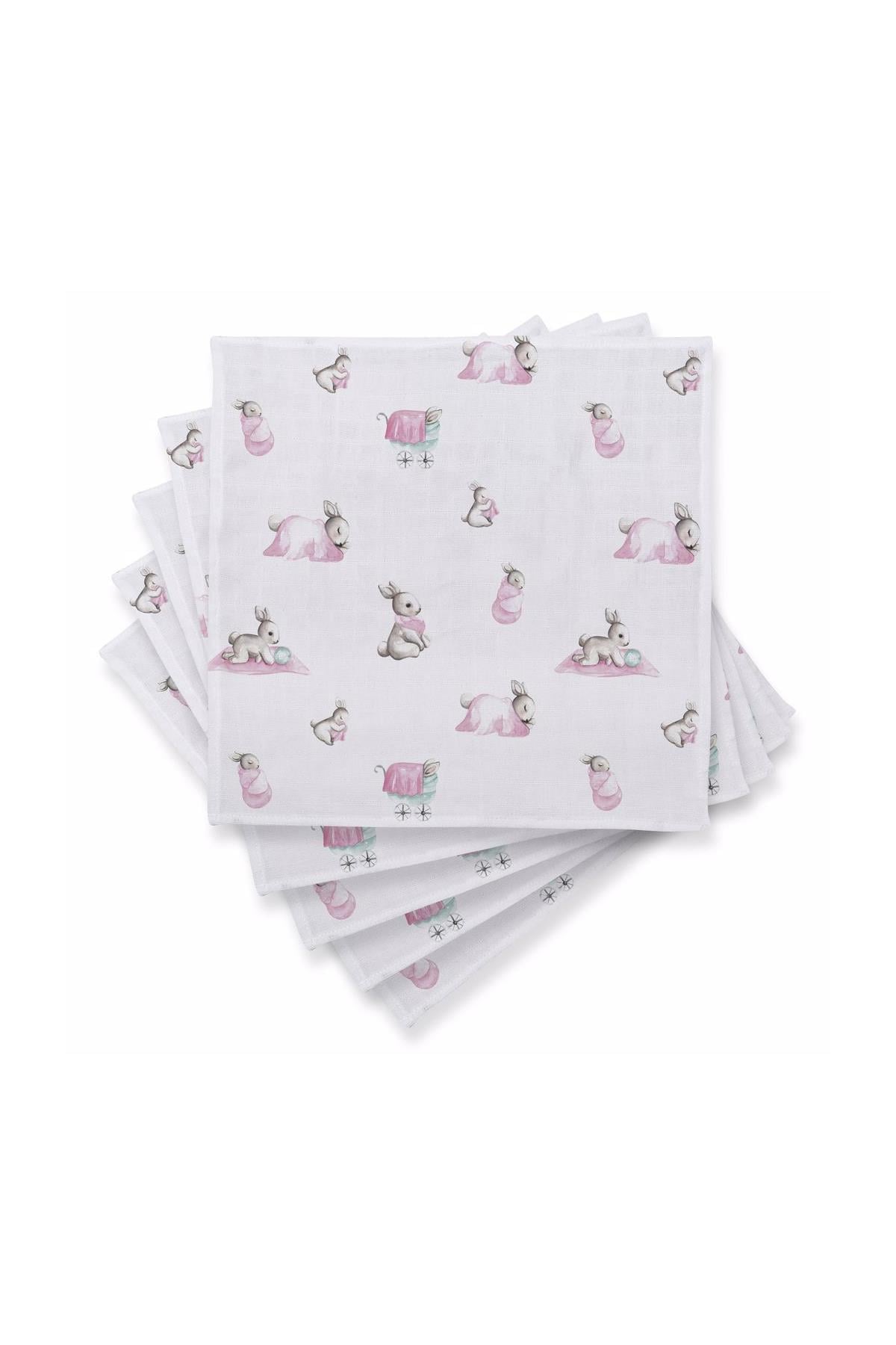 Deux Lapins / 5'li Bébé Lapin Müslin omuz bezi std