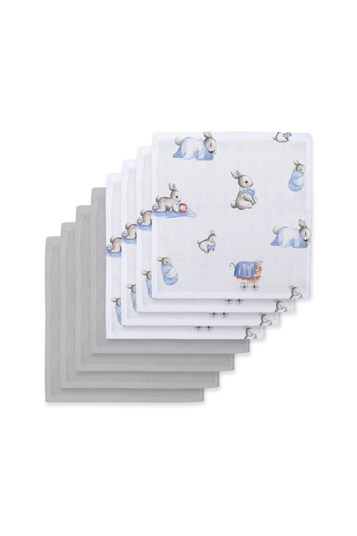Deux Lapins / Bébé Lapin &  10`lu Müslin Ağız bezi paketi Grey