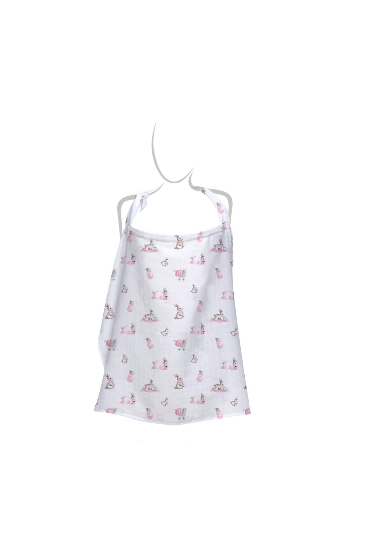 Deux Lapins /  Bébé Lapin Rose Bebek Emzirme Önlüğü std