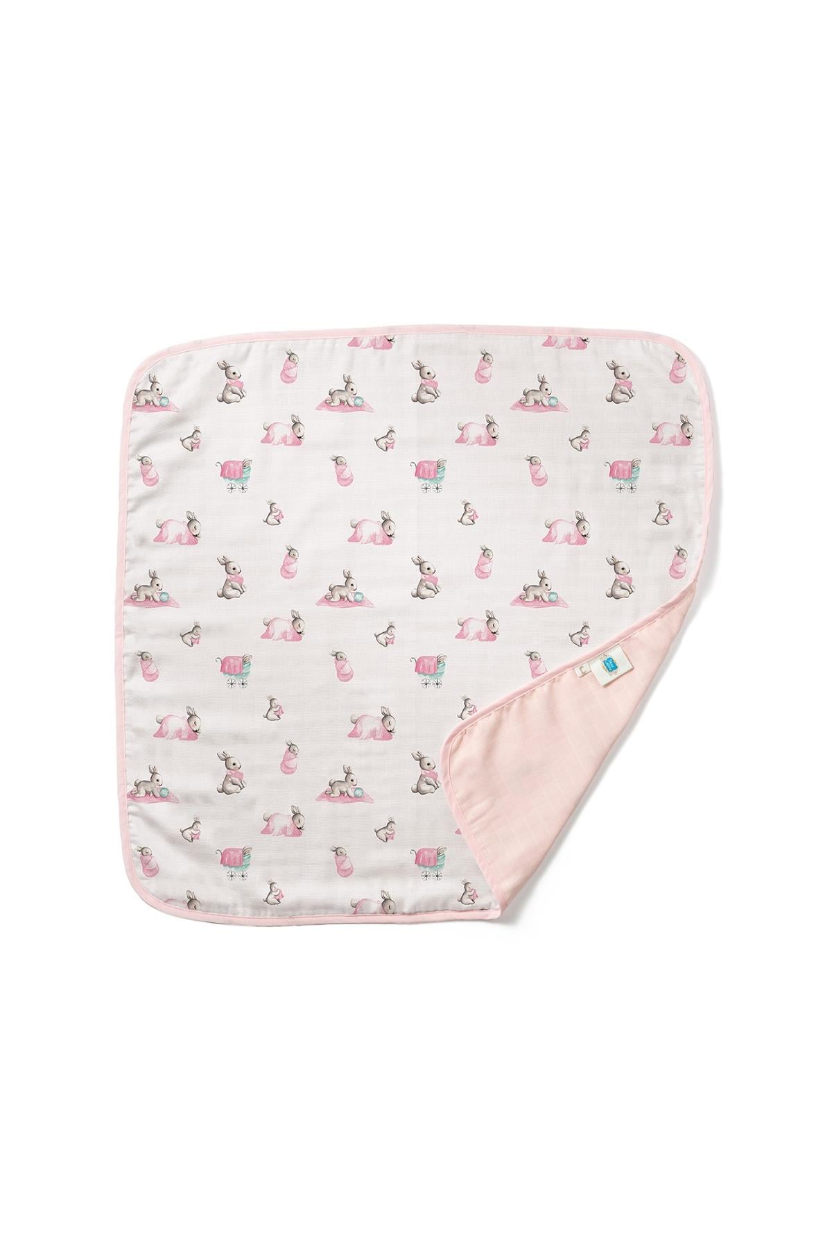 Deux Lapins /  Bébé Lapin Rose Çift Kat Müslin Battaniye std