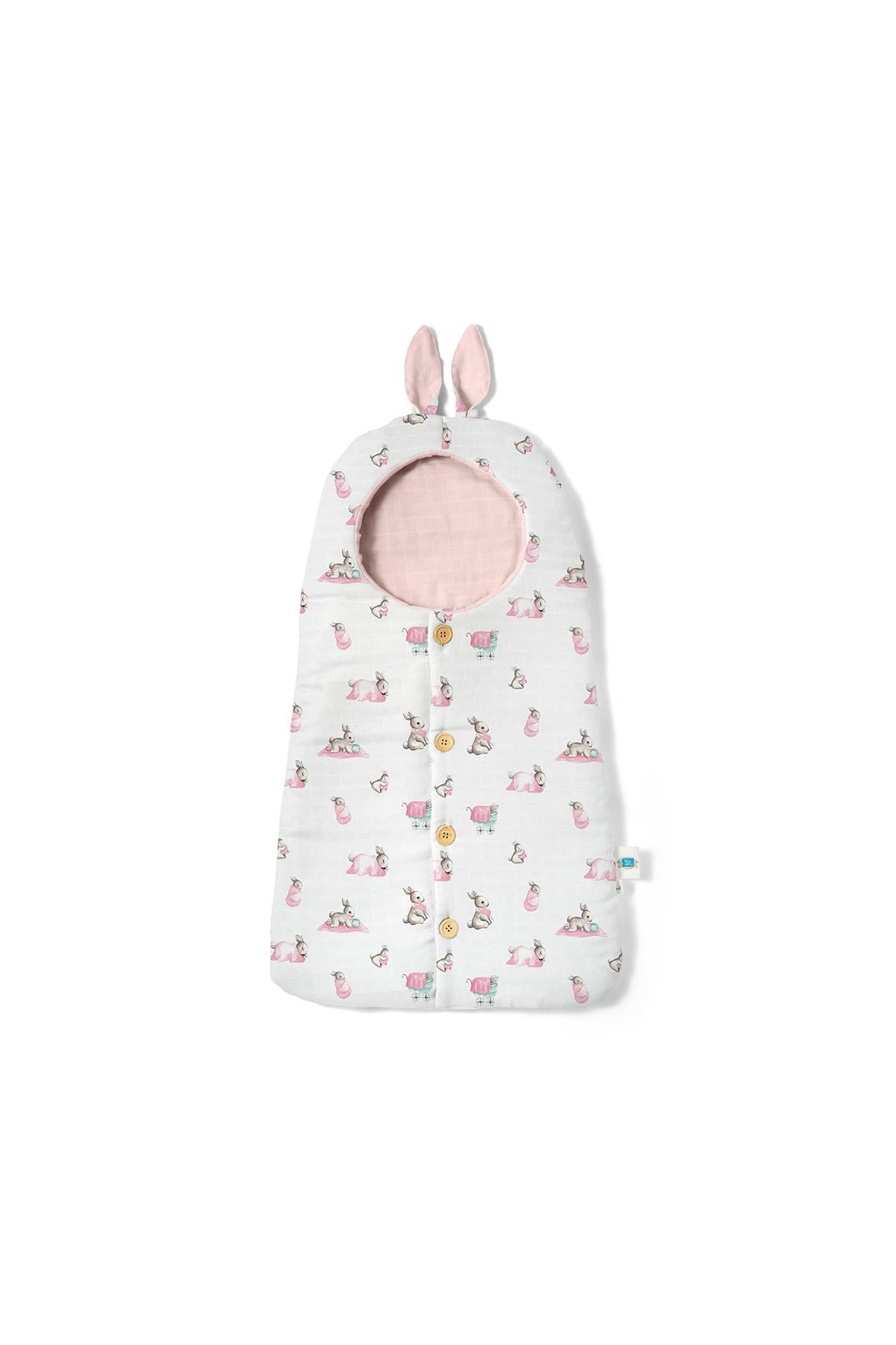 Deux Lapins / Bébé Lapin Rose Müslin Kundak Battaniye std