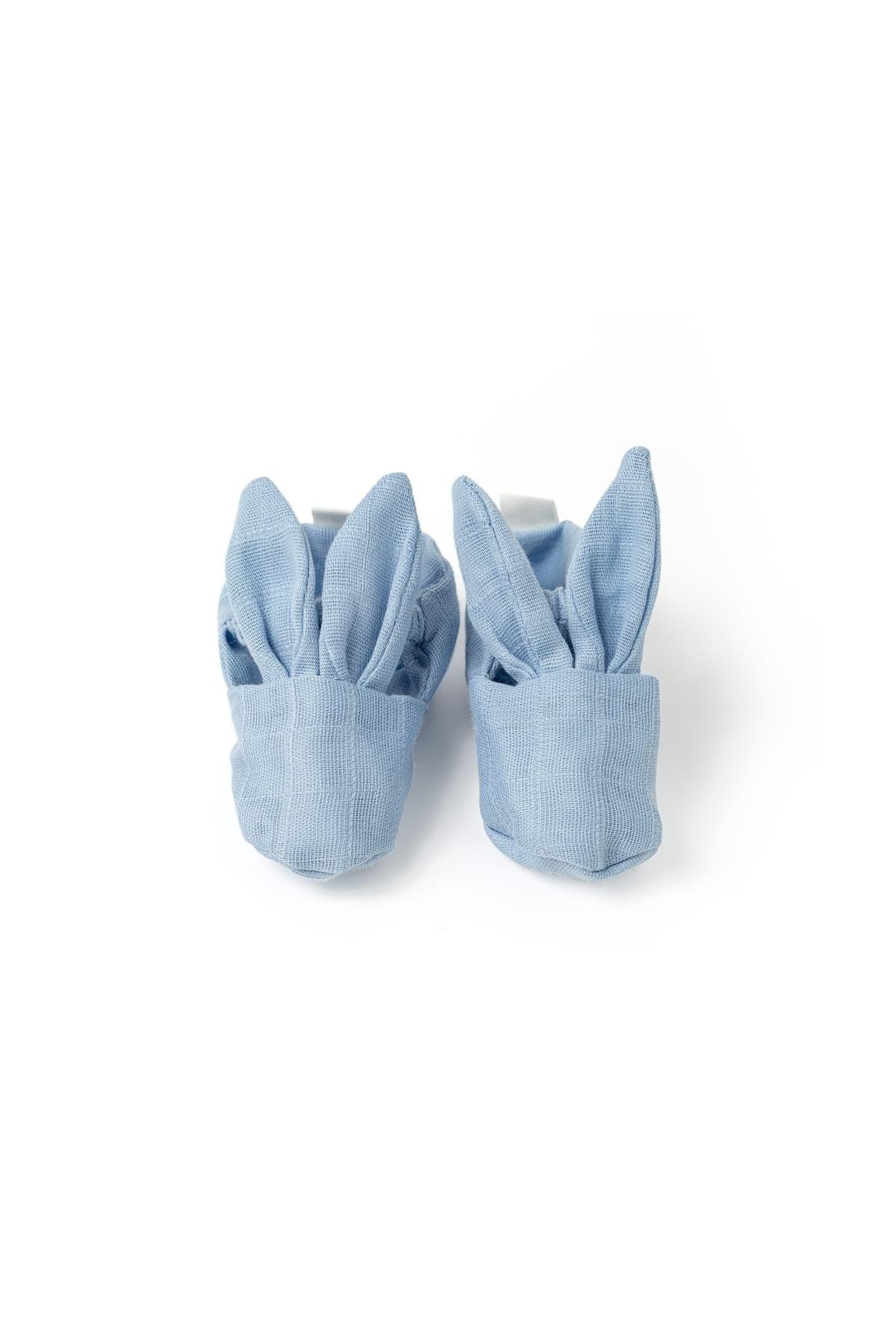 Deux Lapins / Endless Blue Tavşan Kulaklı Müslin Bebek Patik std
