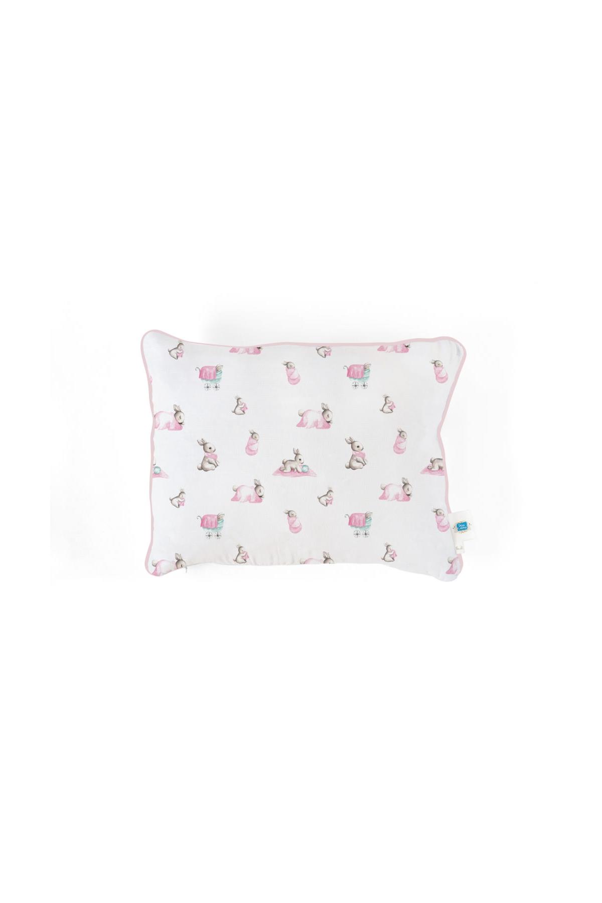 Deux Lapins / Müslin Bebek Yastığı - Bébé Lapin Rose std
