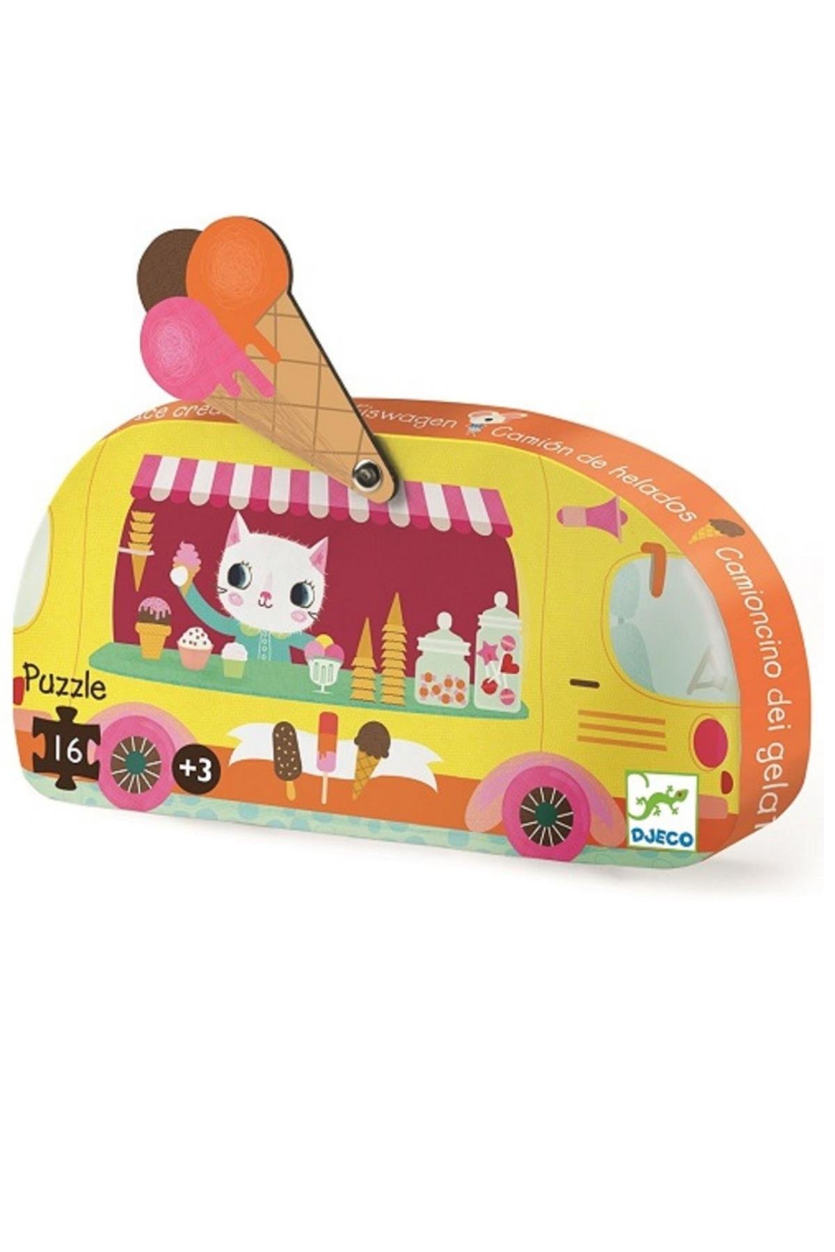 Djeco Dekoratif Puzzle 16 Parça - Ice Cream Truck Çok Renkli