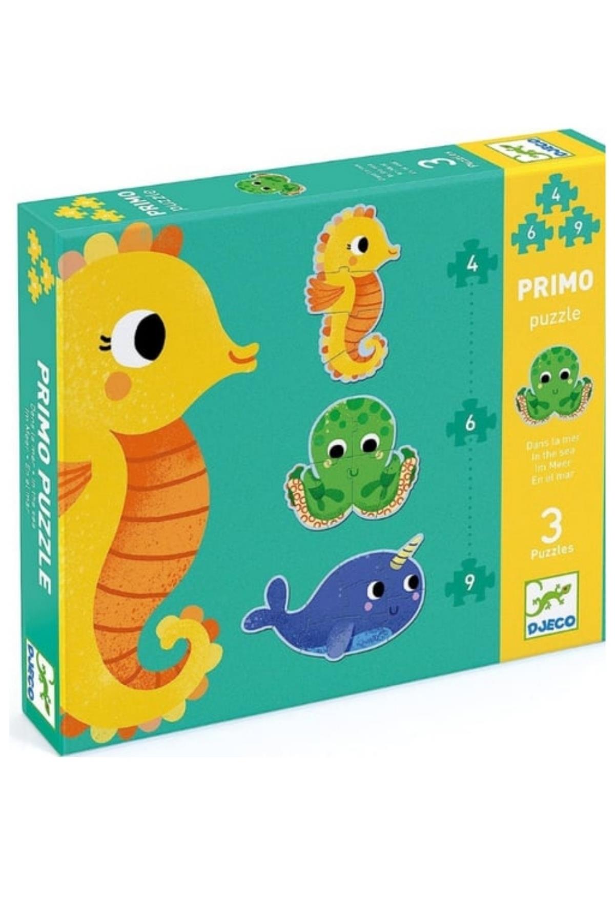 Djeco / Dev Puzzle - Deniz Canlıları 4-6-9 Parça Çok Renkli