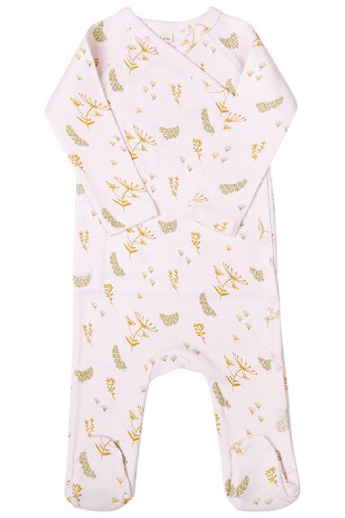 KOALAV - FLORAL DESENLİ UZUN KOLLU, YANDAN ÇITÇITLI, AYAKLI TULUM Floral