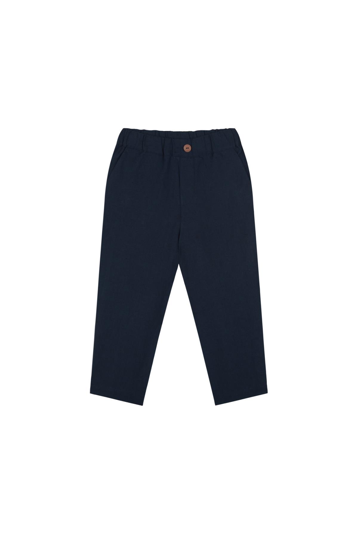 Lacivert  Keten Poplin Pantolon Lacivert