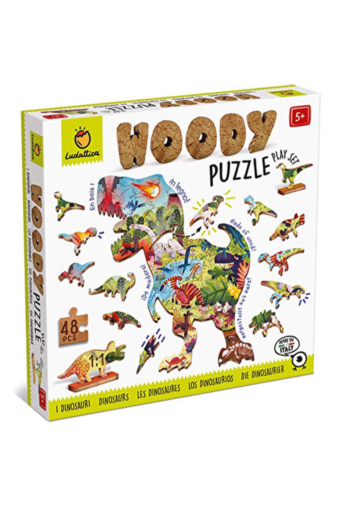 Ludattica / Dinosauri - Dinosaurs - Woody Puzzle Çok Renkli