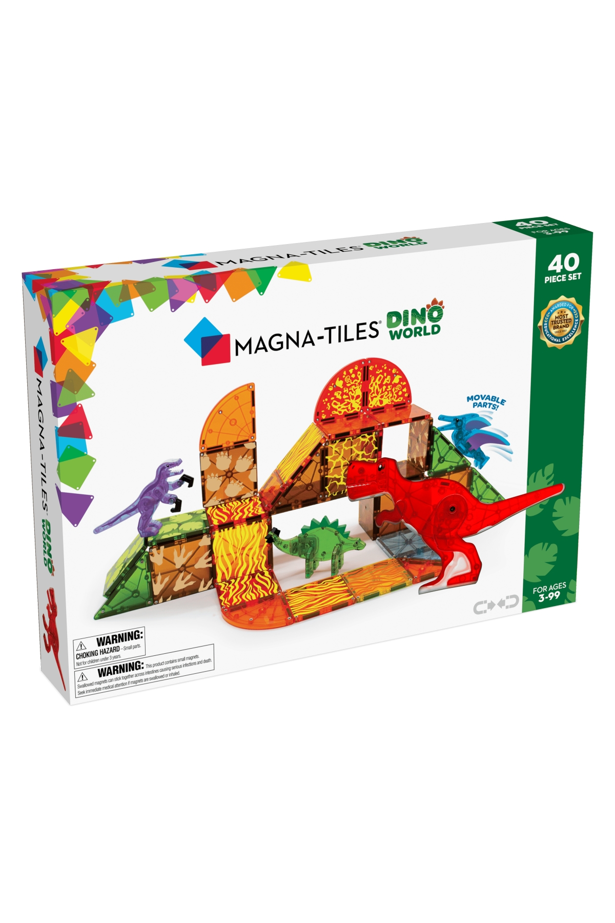 MagnaTiles - Dinozor Dünyası - 40 Parça Çok Renkli