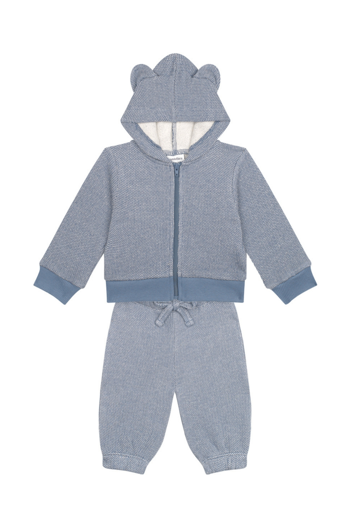 Mavi Futter Ayı Kulaklı Sweatshirt Pantolon Set Mavi