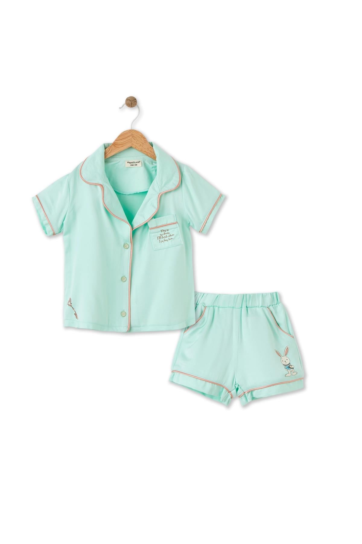 Maya Luca /Alice Desenli Mint Yeşili Pijama Takımı Çok Renkli