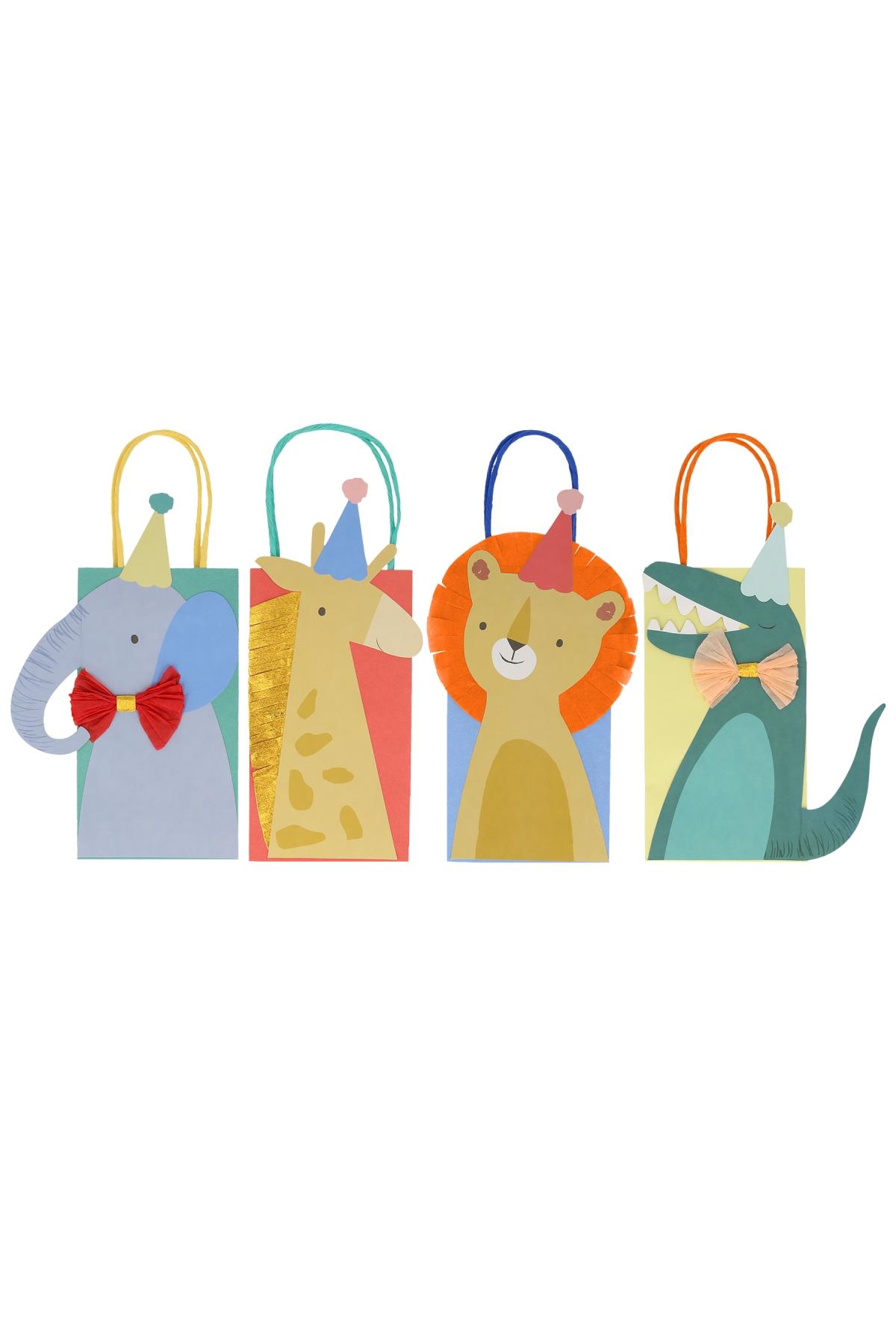 Meri Meri - Animal Parade Party Bags - Hayvanlar Geçit Töreni Parti Çantaları (8'li) Çok Renkli