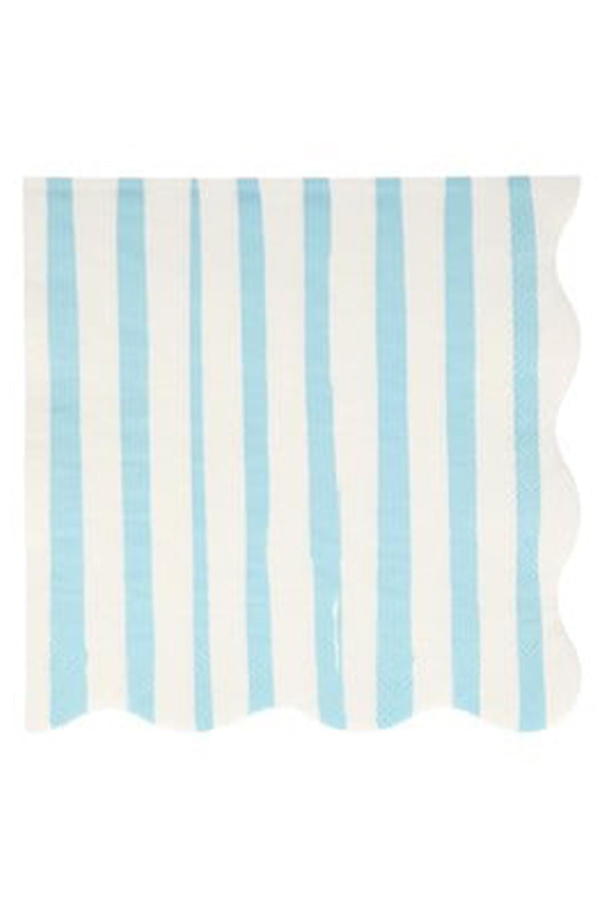 Meri Meri - Blue Stripe Napkins - Mavi Çizgili Peçete - L - 16'lı Çok Renkli