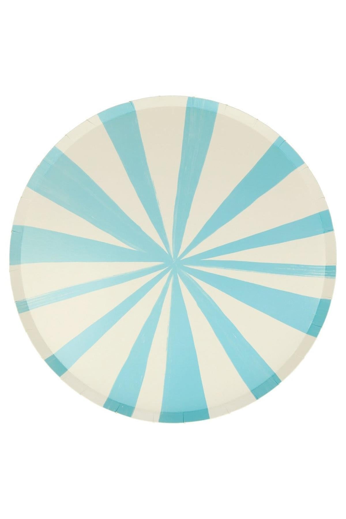 Meri Meri - Blue Stripe Plates - Mavi Çizgili Tabaklar - L - 8'li Çok Renkli