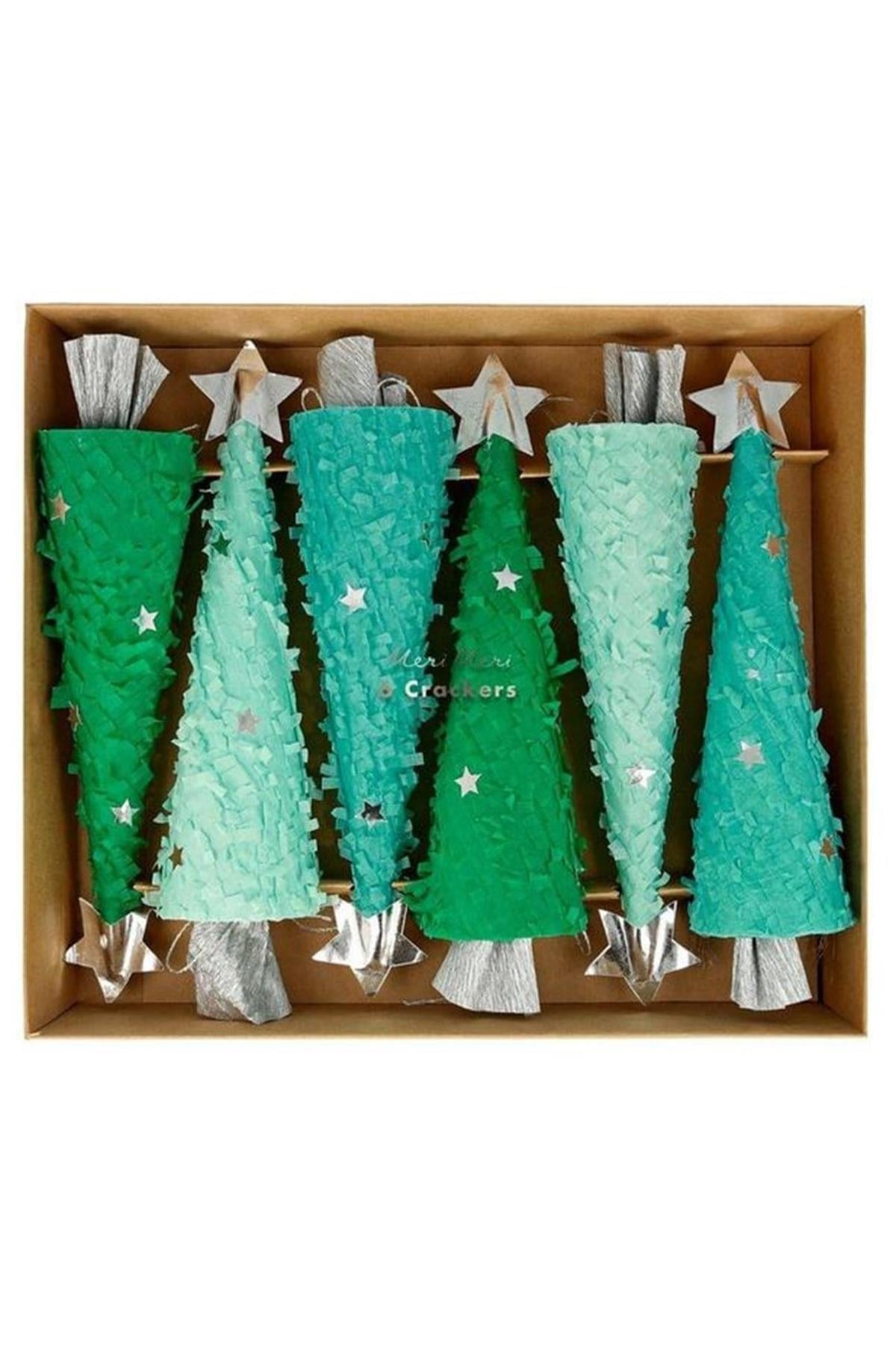 Meri Meri - Christmas Trees Crackers - Yeni Yıl Ağacı Sürprizleri - 6'lı Çok Renkli