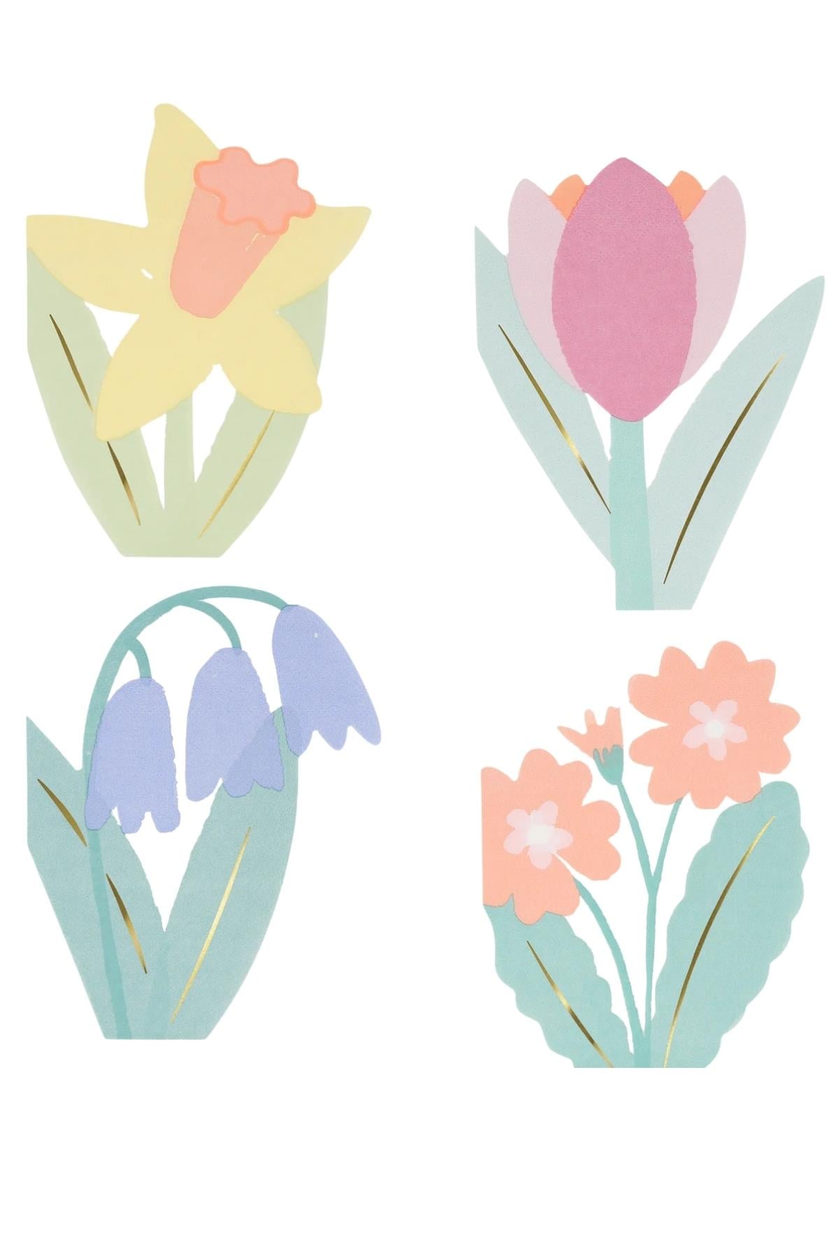 Meri Meri - Çiçek Peçeteler 16 Adet Çok Renkli