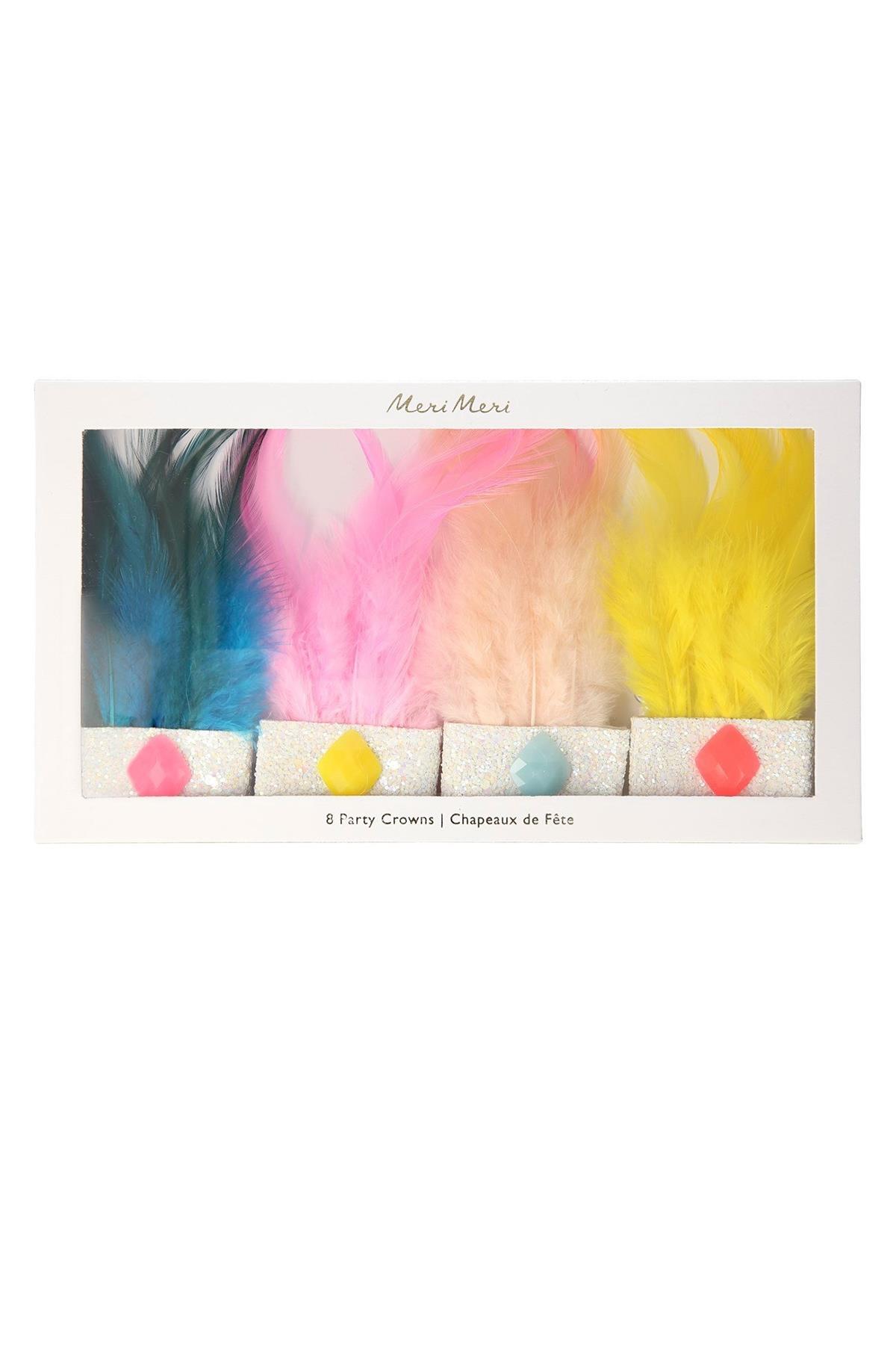 Meri Meri - Circus Parade Feather Crowns - Tüylü Sirk Taç Çok Renkli