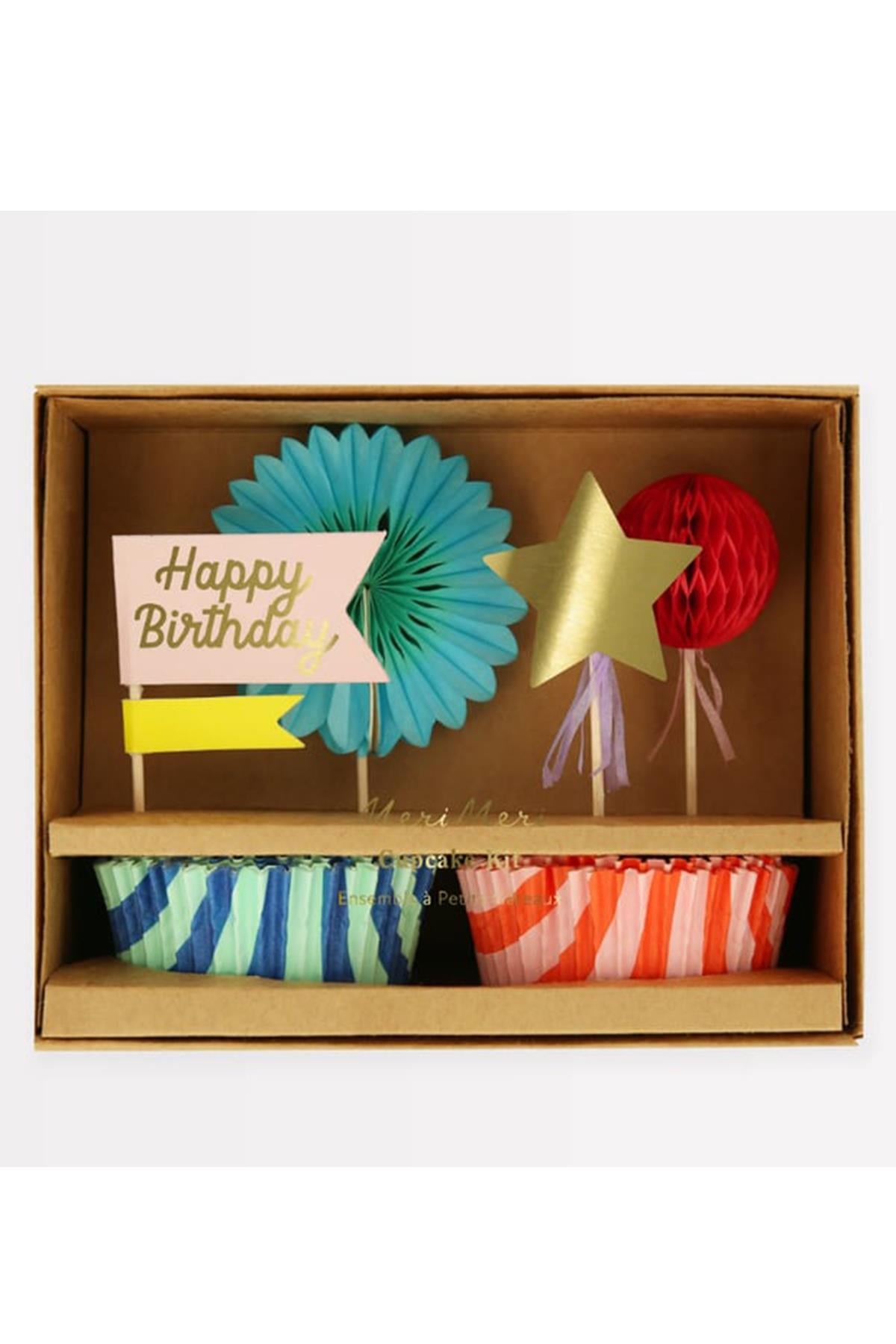Meri Meri - Çizgili Cupcake Kiti - 24 Adet Çok Renkli