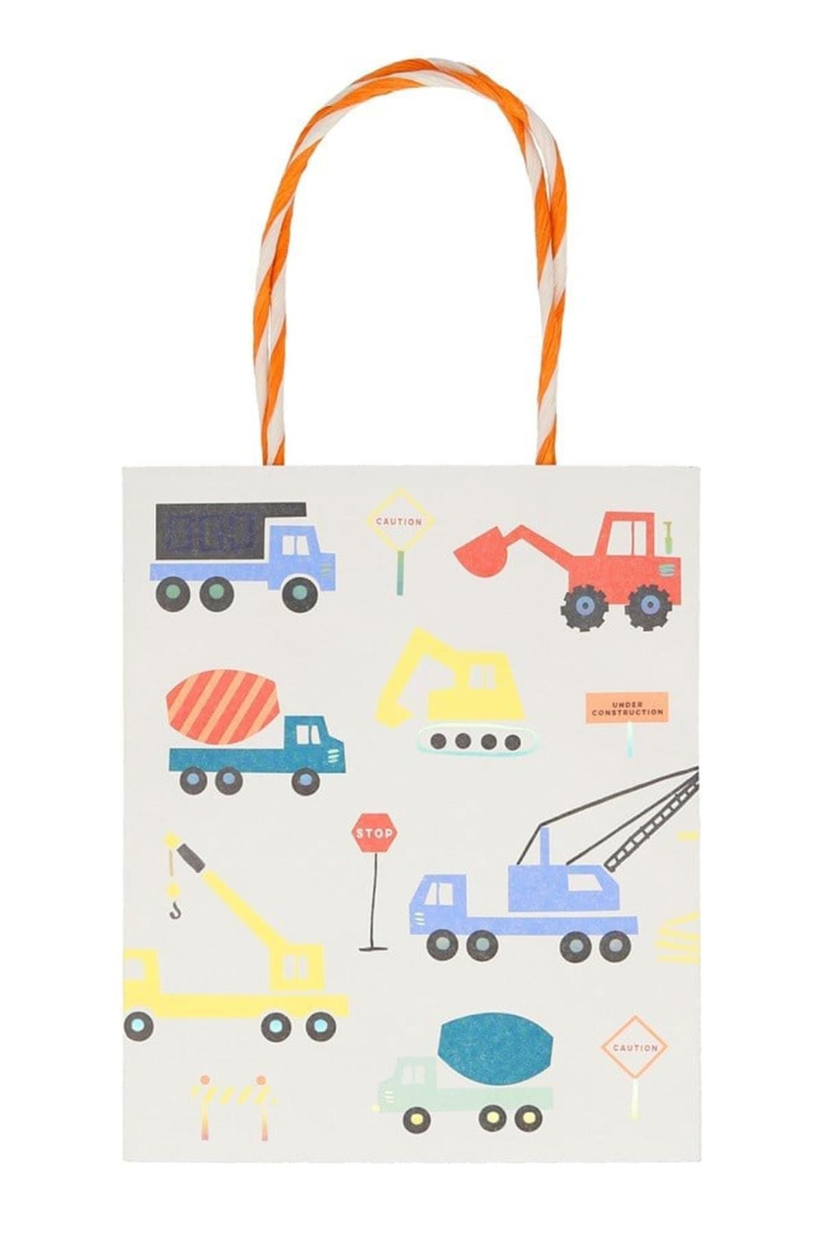 Meri Meri - Construction Party Bag - İnşaat Parti Çantaları - 8'li Çok Renkli